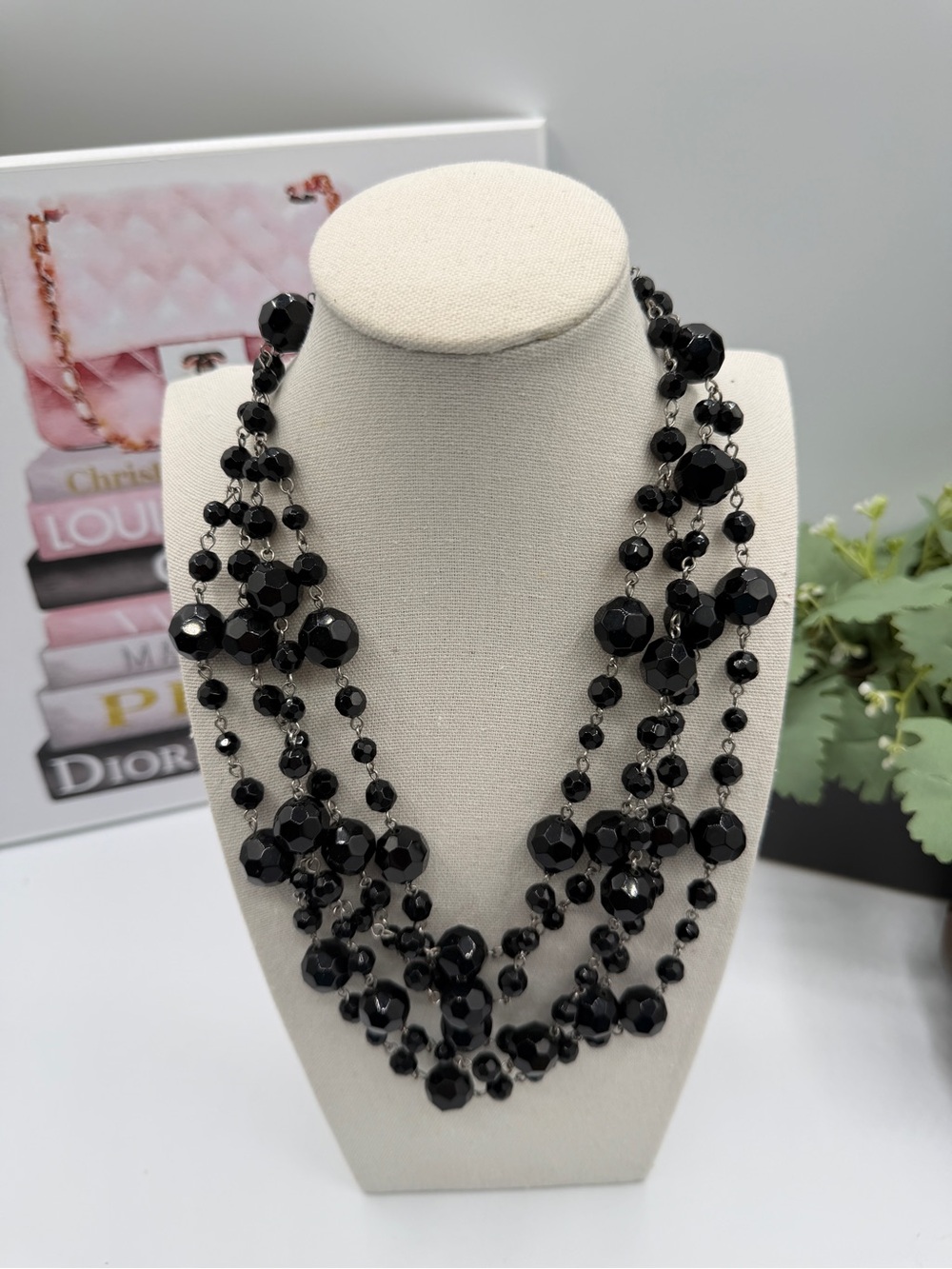 Multi-Strand Black Beaded Women’s Necklace